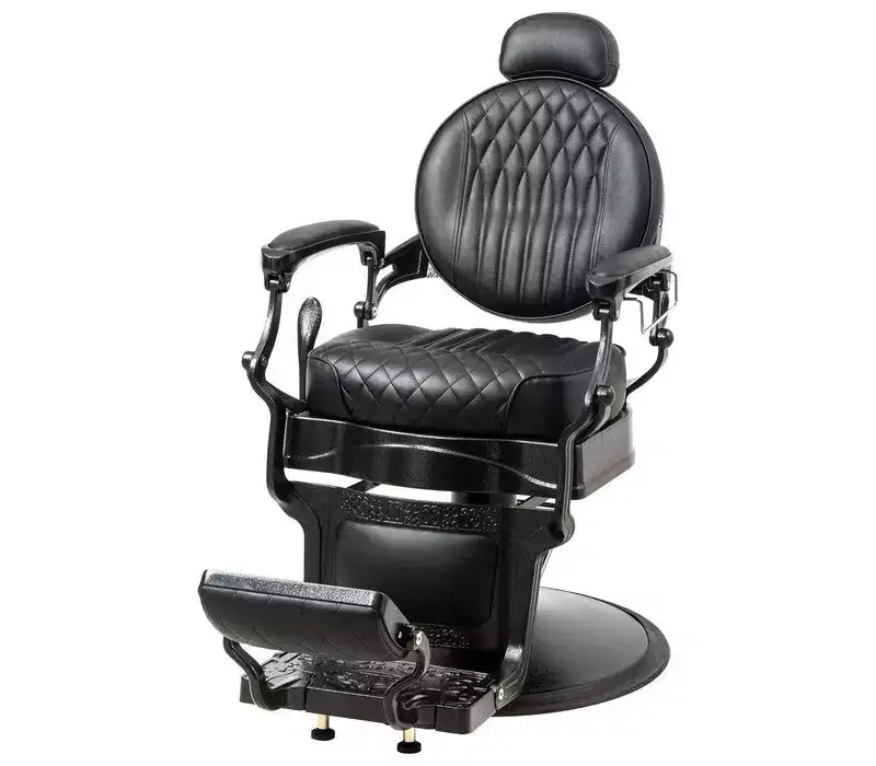 Karl Home Black and Gold Retro Heavy Duty Hydraulic Recline Barber Chair