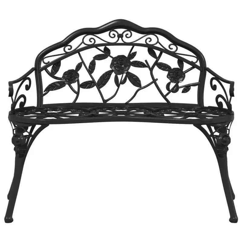 vidaXL Garden Bench Black Cast Aluminum, Cast Iron Medium