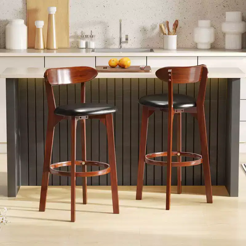 Costway 30.5 Bar Stool Set of 2/4 with Curved Backrest & Footrest Counter Height Stools