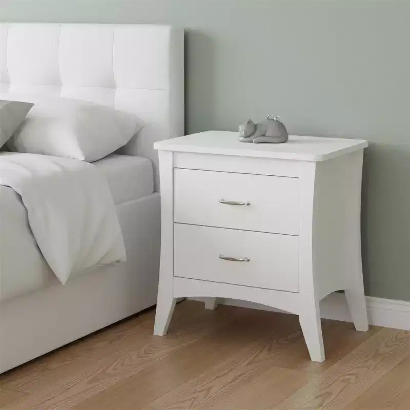 25 Wood Two Drawer Nightstand