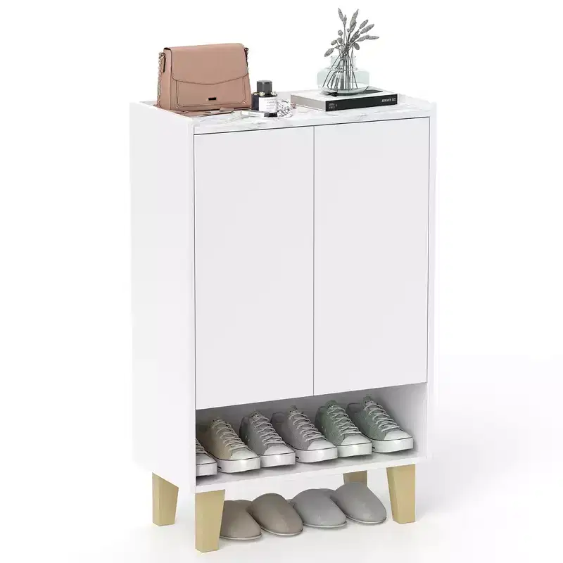 Costway Shoe Storage Cabinet Freestanding Shoe Organizer w/ Anti-tipping Kit Open Shelf