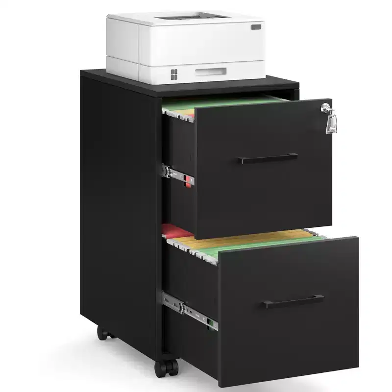 File Cabinet, Office Filing Cabinet with Lock, Pre-Assembled, 17.7 x 14.4 x 25.4 Inches