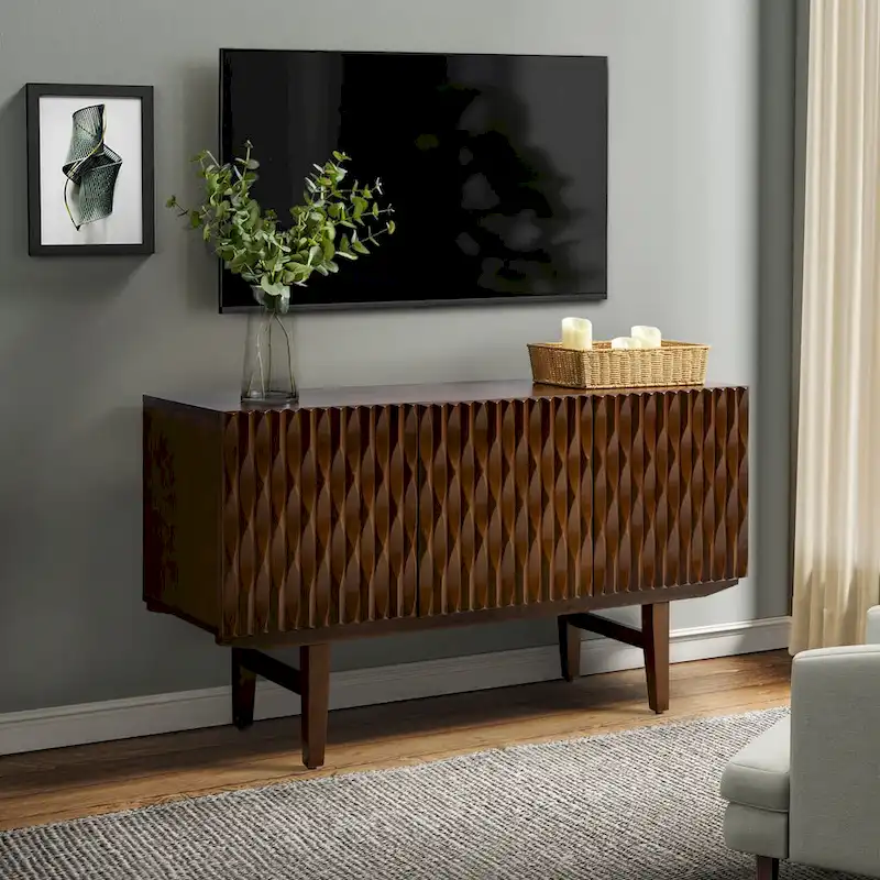 Modern Carved Geometric Patterns Sideboard