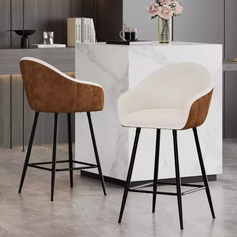 Christopher Knight Home Aveline 26.5'' Modern Upholstered Bar Stools with Metal Legs (Set of 2)