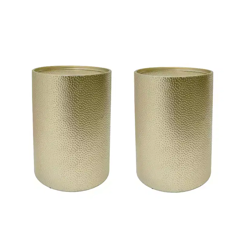 GDFStudio Elsmere Hammered Iron Cylindrical Accent Table (Set of 2)