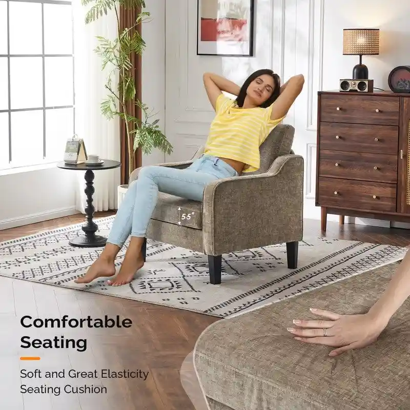 Mid-Century Modern Accent Chair, Single Seat – Multi-Color Options