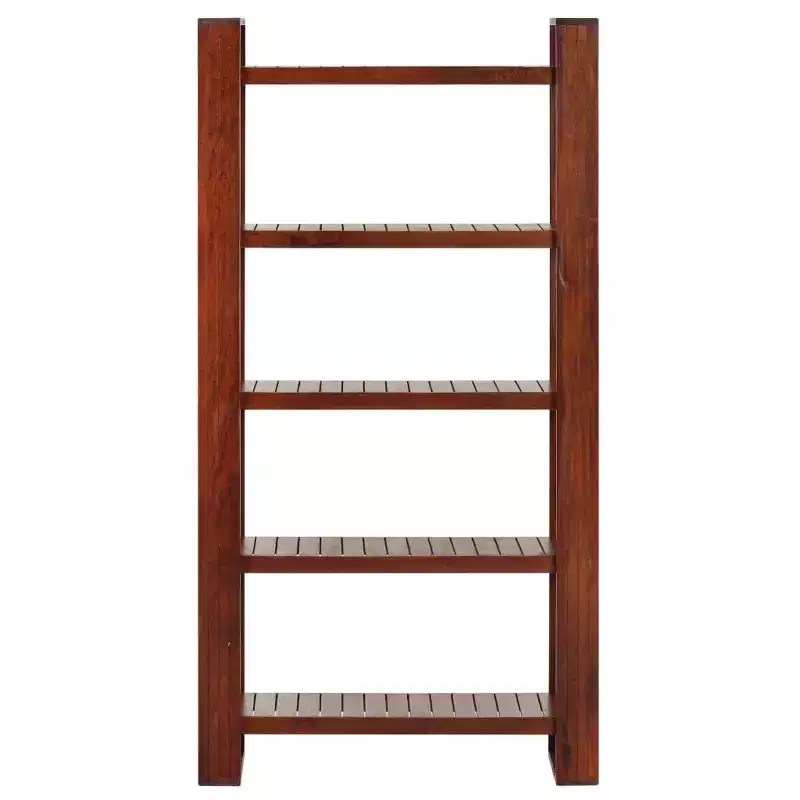 Honey Brown Solid Acacia Wood Book Cabinet with 5 Shelves