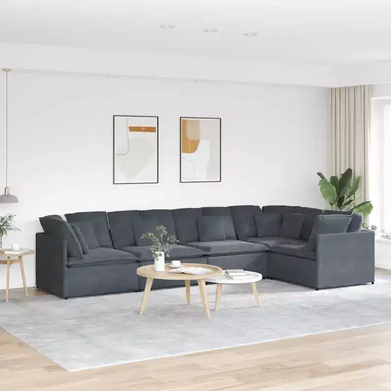 vidaXL Modular Sofa Set - Velvet Dark Gray - Modern Furniture for Living Room & Lounge - Metal & Wood Frame - 157.5 x 78.7 - Indoor Use