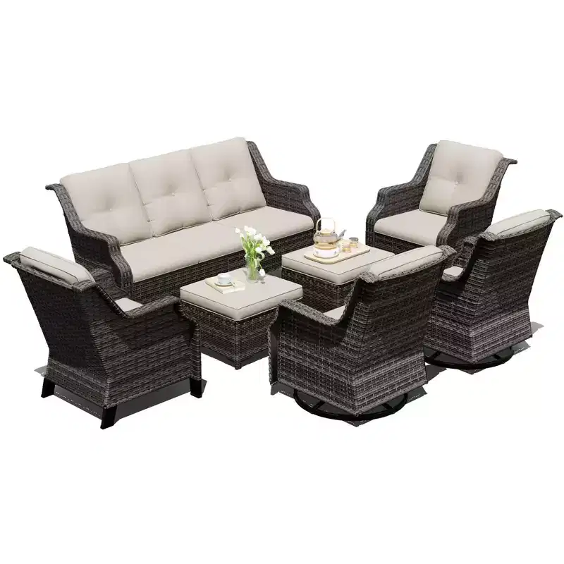 UPTIOT Premium Outdoor Modular Seating Set with Lounge Sofa and Chairs