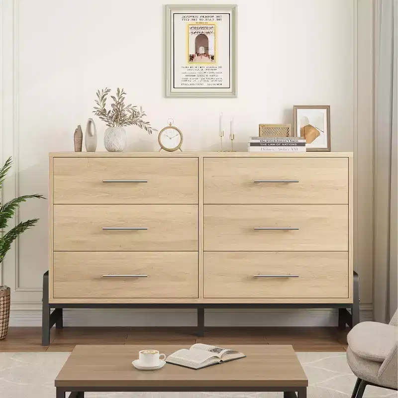 6 Dresser for Bedroom, 52 Wide Dresser, Wide Drawer Dresser with Storage Freestanding, Wooden Closet Dresser Storage for Bedroom