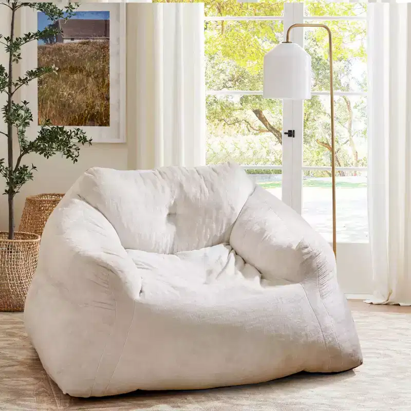 Costway Bean Bag Chair for Adults Plush Lazy Sofa with Ultra-soft Velvet Cover Beige