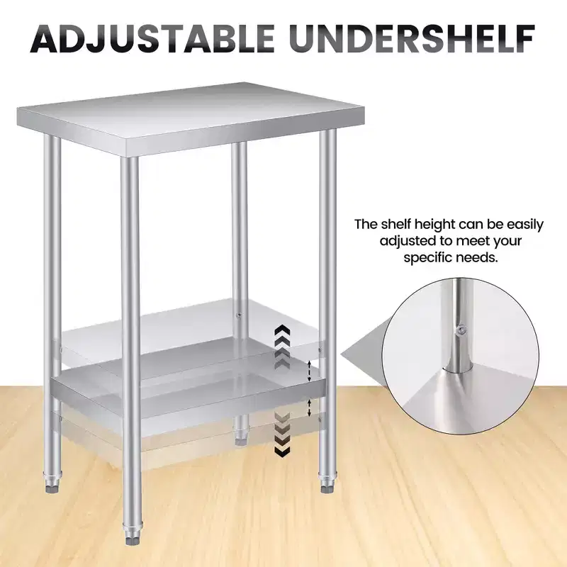 30 x 24 Inch Stainless Steel Work Table with Lower Shelf
