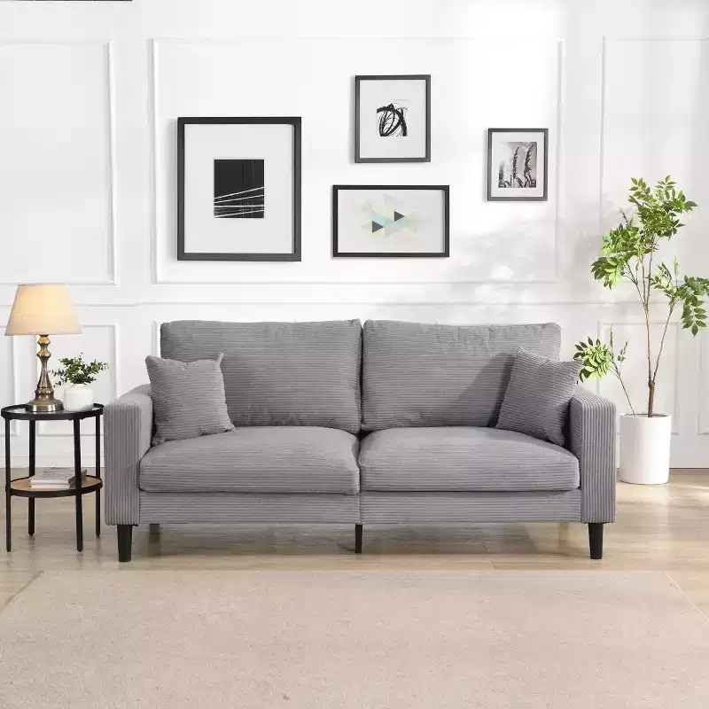 MAYEERTY Wooden Frame 3 Seat Sofa Modern Comfortable Upholstered for Living Room Bedroom Light Gray