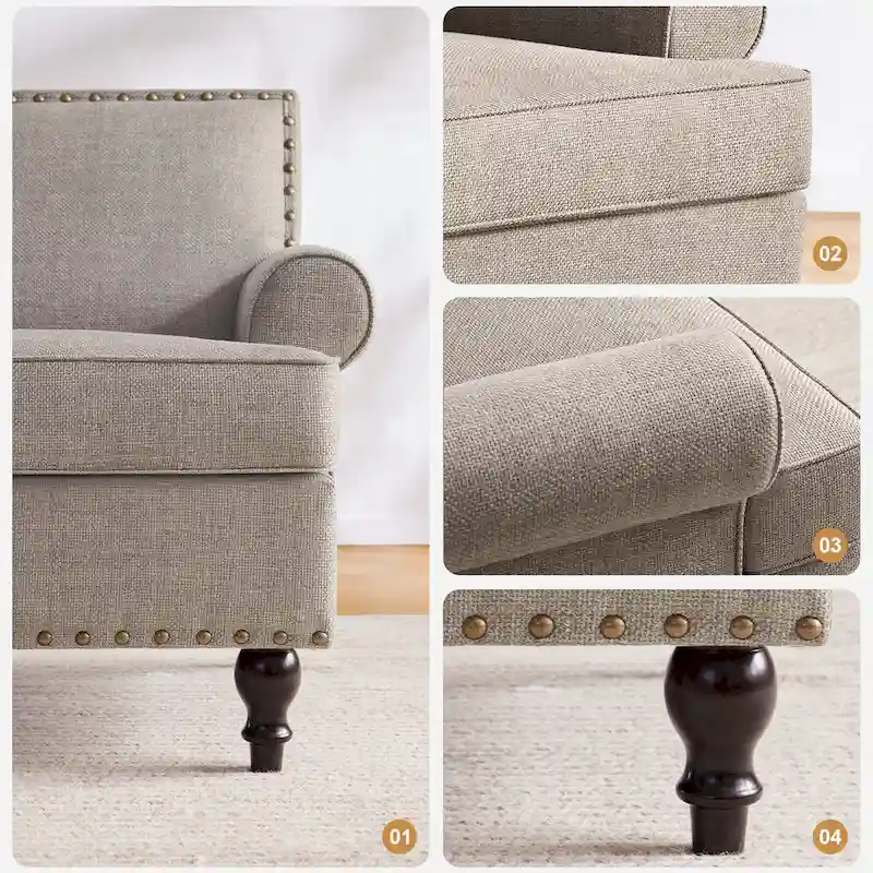 Huimo Modern Nailhead Accent Chair Arm Chairs Set of 2