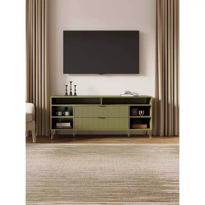 Manhattan Comfort 63" Dumbo TV Stand for TVs up to 60" Olive Green