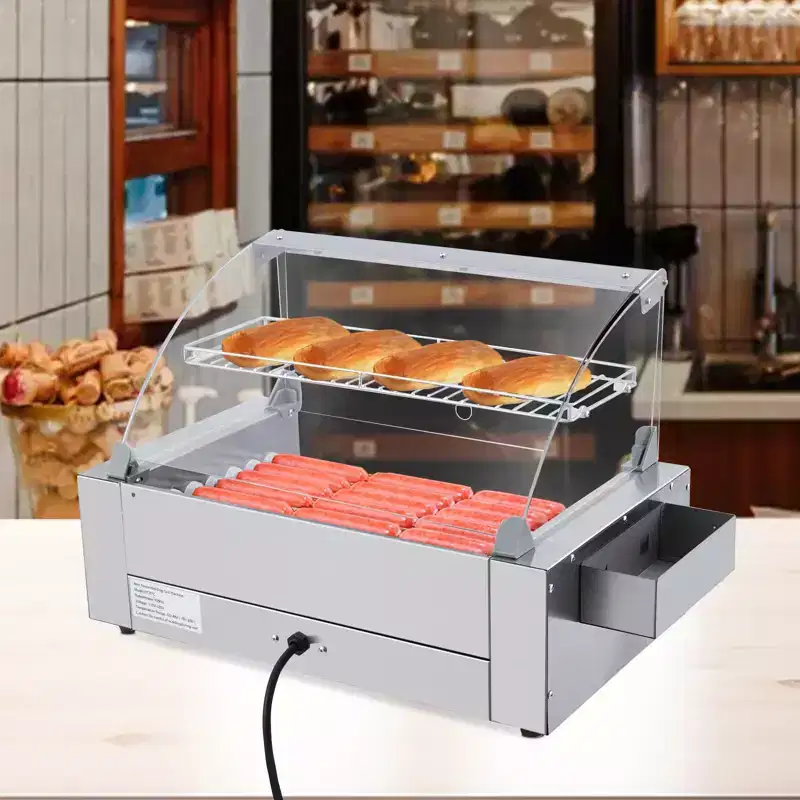 Hot Dog Roller Grill & Commercial Hot Dog Machine with Dual Temperature Control