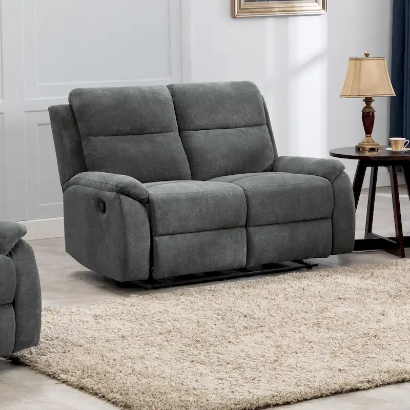 Transitional Fabric Living Room Reclining Loveseat