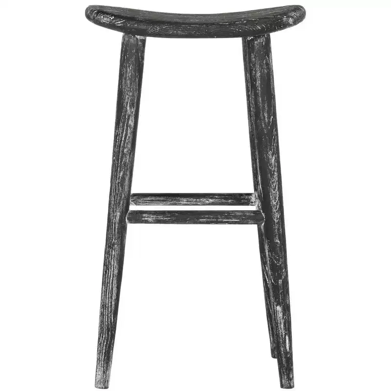 Wood Bar Stool, Black/White Wash Wood