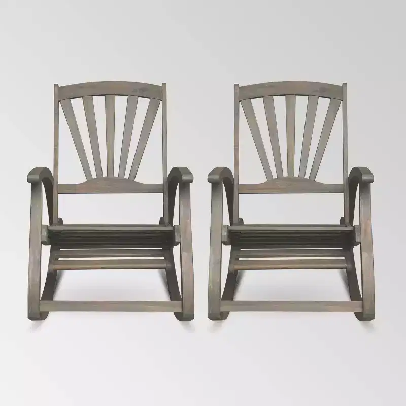 Sunview 2pk Acacia Wood Recliner Rocking Chairs: Patio Seating, Weather-Resistant - Christopher Knight Home