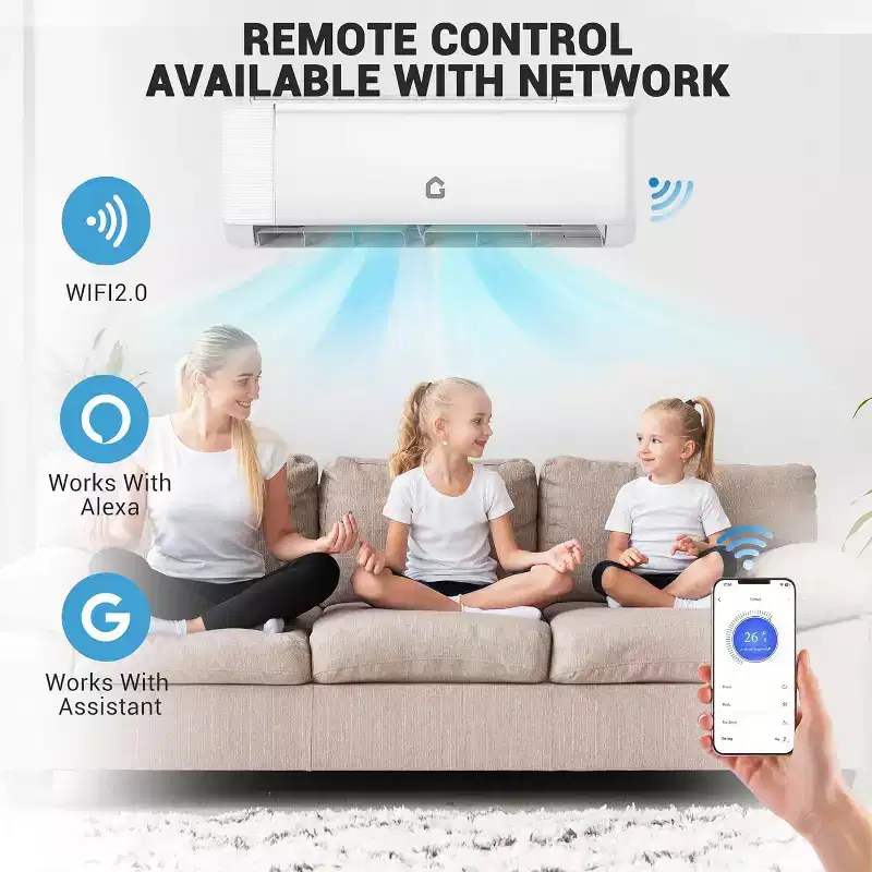 Acekool 9,000 BTU Mini Split Air Conditioner and Heater, 20 SEER2 Ductless AC Heat Pump, WiFi Control, Cools Rooms up to 450 Sq Ft