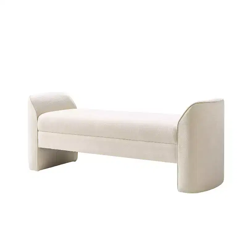 Bench with Chenille Fabric | BEIGE