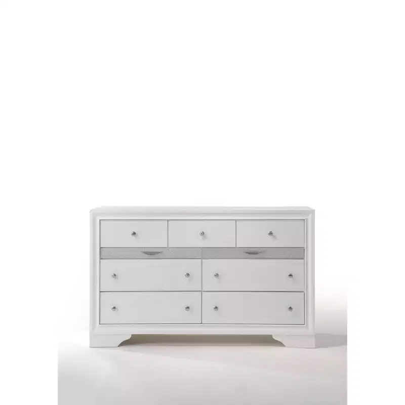 Acme Furniture 63" Naima Dresser White: Wood Frame, Metal Glides, 9-Drawer Storage, No Assembly Required