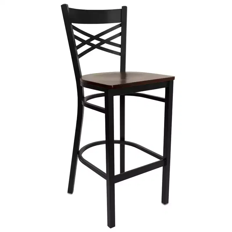 Flash Furniture Black ''X'' Back Metal Restaurant Barstool