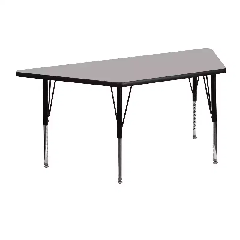 Mobile 22.5x45 Trapezoid Grey HP Laminate Adjustable Activity Table