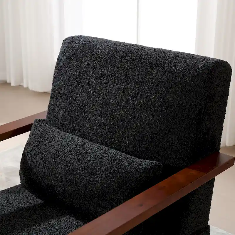 Mid-Century Boucle Upholstered Swivel Armchair With Pillow