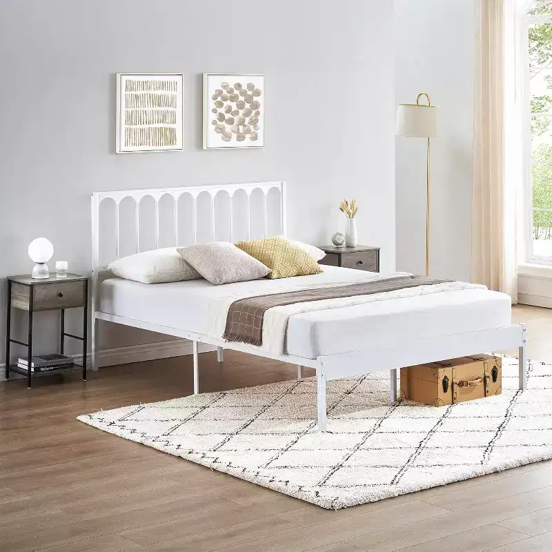 14 Inch Queen Bed Frame, 30-Minute Assembly Metal Platform Bed with Headboard, No Box Spring Needed, Modern Design, Non-Slip