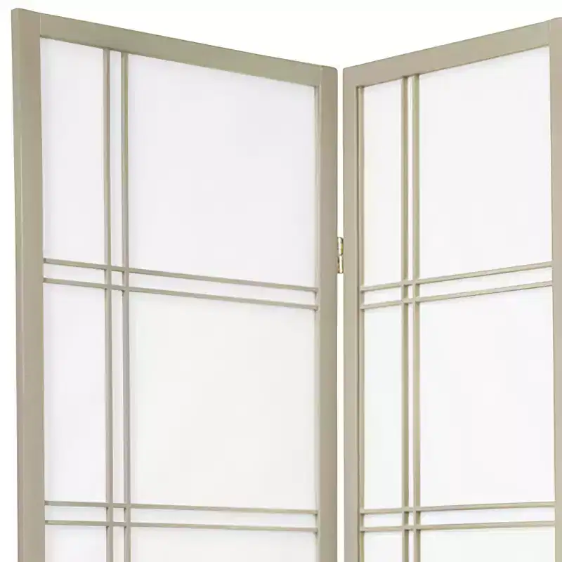 6 ft. Tall Double Cross Shoji Screen - Gray (4 Panels)