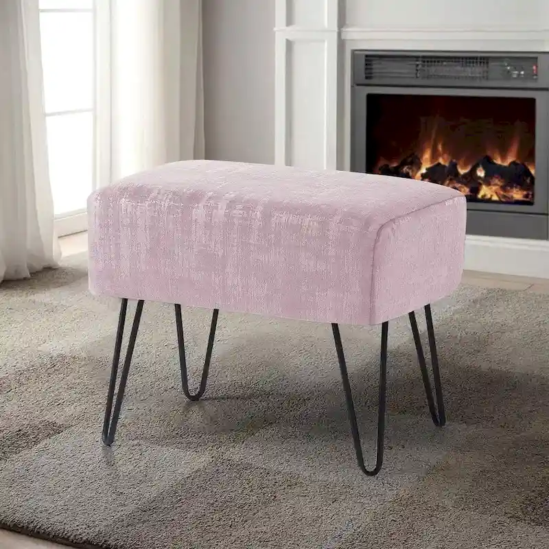 Textured Velvet Ottoman