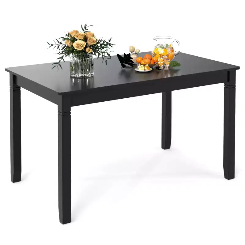 Costway 48 Wooden Dining Table for 4 People w/ Rubber Wood Legs Rectangular Table