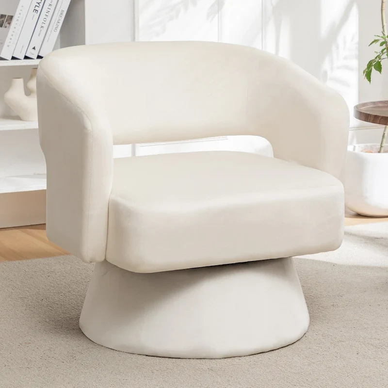 Velvet Swivel Barrel Chair