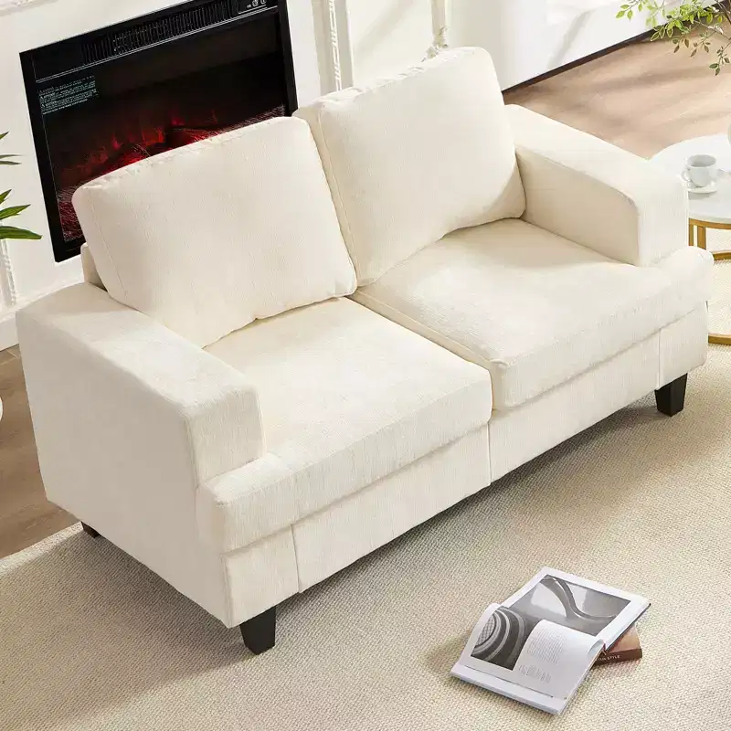Mjkone 56 Width Loveseat Sectional Sofa,Chenille Fabric Cloud Sleeper Comfy Upholstered 2-Seater Couches
