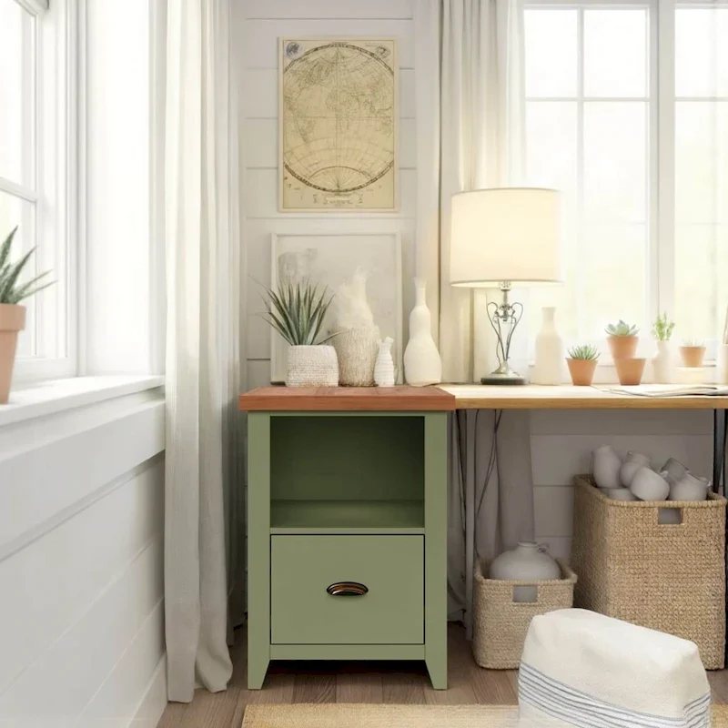 Modern Farmhouse 22 inch 1-drawer file, No Assembly Required, Two-Tone Finish