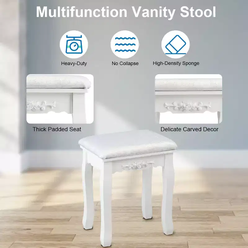 Costway Vanity Table Table 10 Dimmable Bulbs Black White Brown