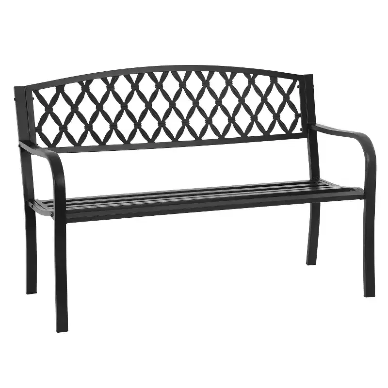 BestMassage Metal Garden Bench 50 Inch Outdoor Bench Patio Bench Park Bench, Black