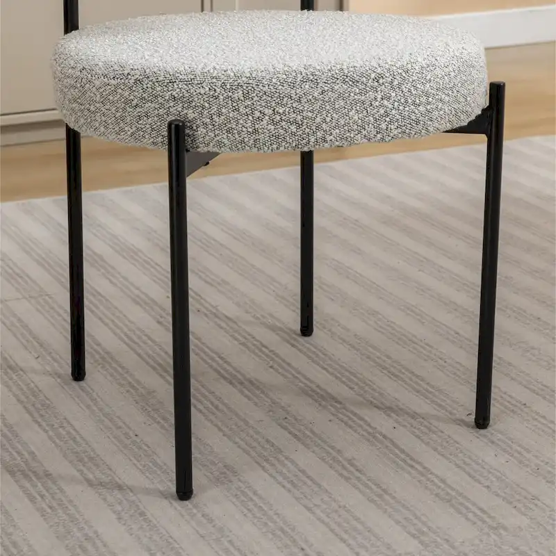 Modern Round Boucle Dining Chairs, Set Of 2