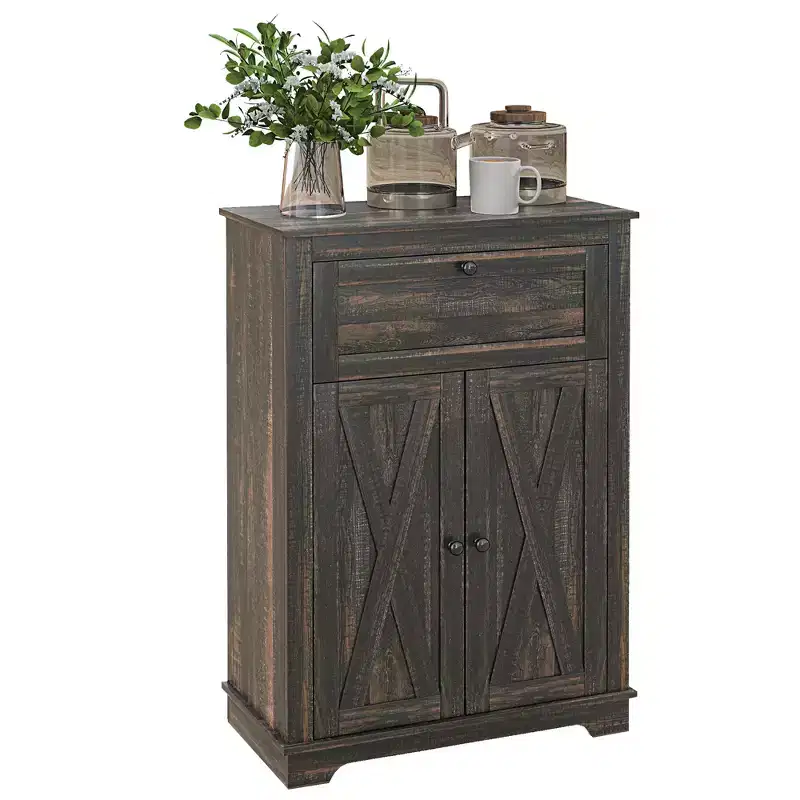 Farmhouse Sideboard Storage Cabinet 2 Doors 1 Drawer Adjustable Shelf MDF Anti-Tip