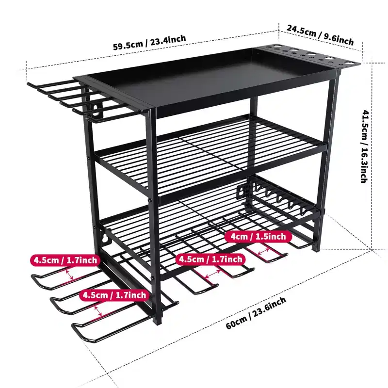 TROPOW Power Tool Storage Wall Mounted Rack, 4 Layer Power Drill Tool Holder for 4 Power Drill Tools, Heavy Duty Tool Shelf for Garage, Workshop