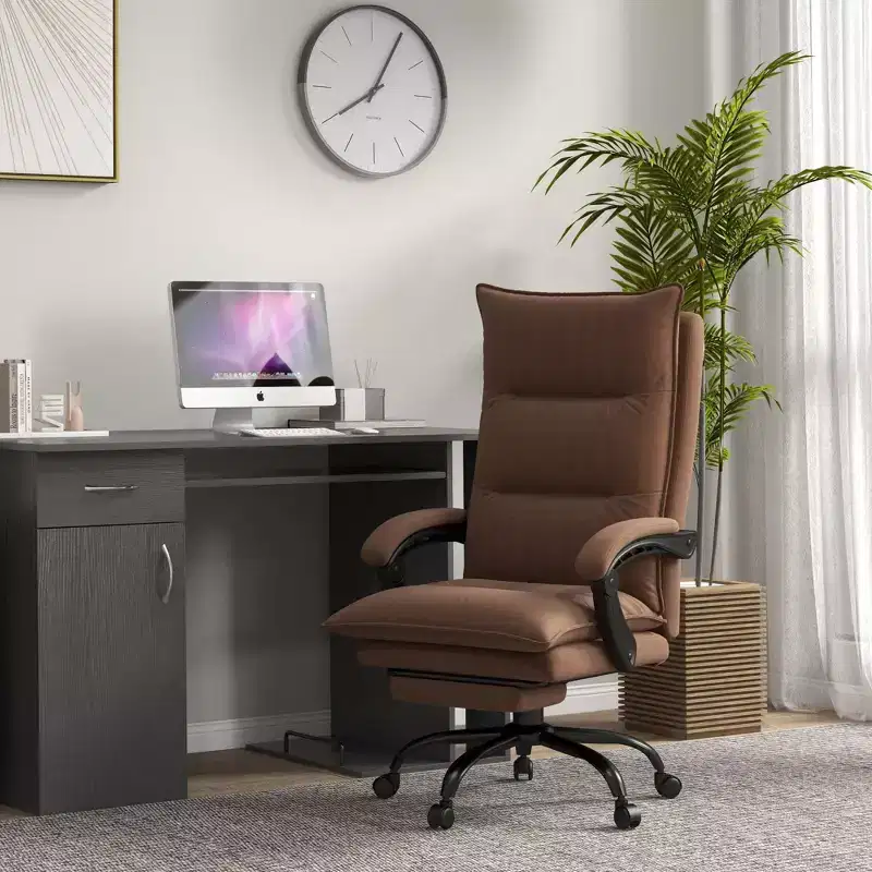 Executive Office Chair with Massage Function, 6-Point Heated Computer Chair with Footrest and Armrest