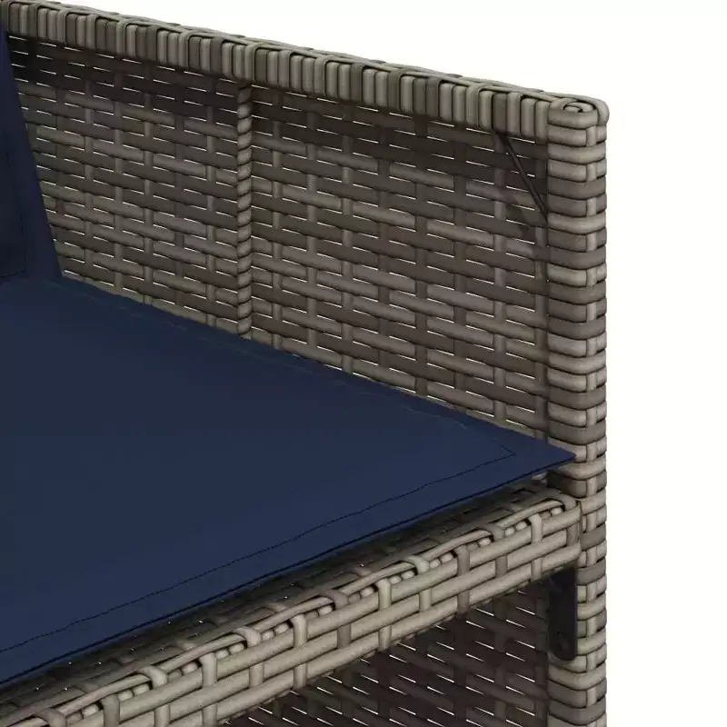 vidaXL Patio Dining Set Set of 10 Gray PE Rattan Large Collapsible