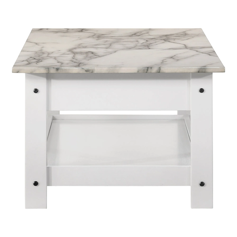 DH BASIC Transitional Rubberwood 3-Piece Open-Shelf Coffee Table and End Table Set with Drawer by Denhour