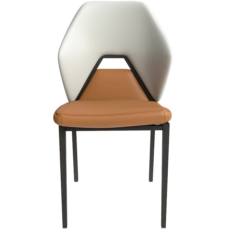 Leather Dining Chair in Black Iron Modern Upholstered Accent Kitchen Side Chair