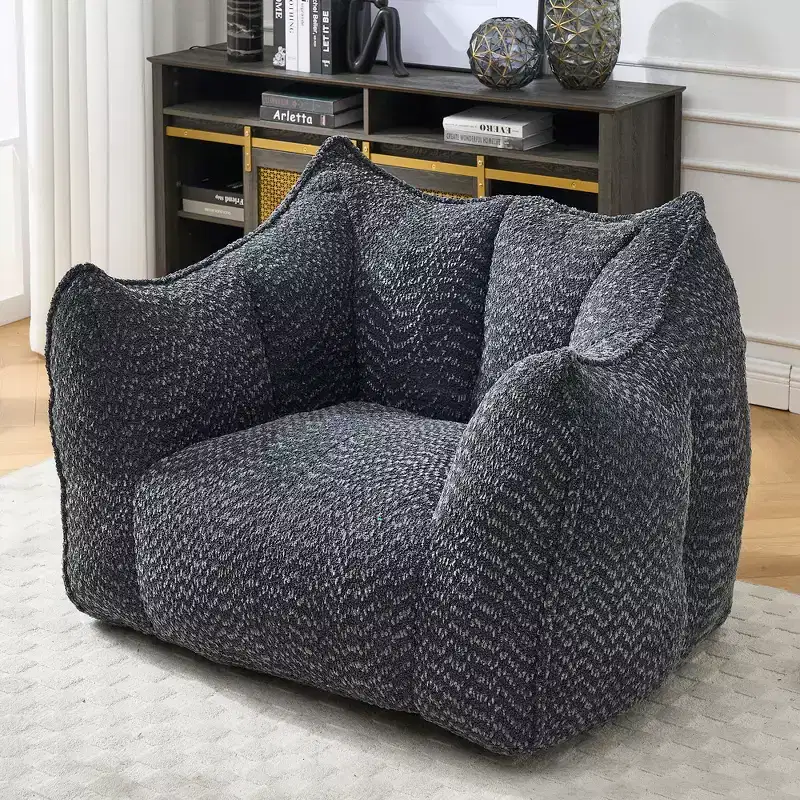 Bean Bag Chair, Lazy Floor Sofa Couch for Adults, Fireside Chair with Ergonomic Design, Memory Foam Lounge Chair for Living Room Bedroom