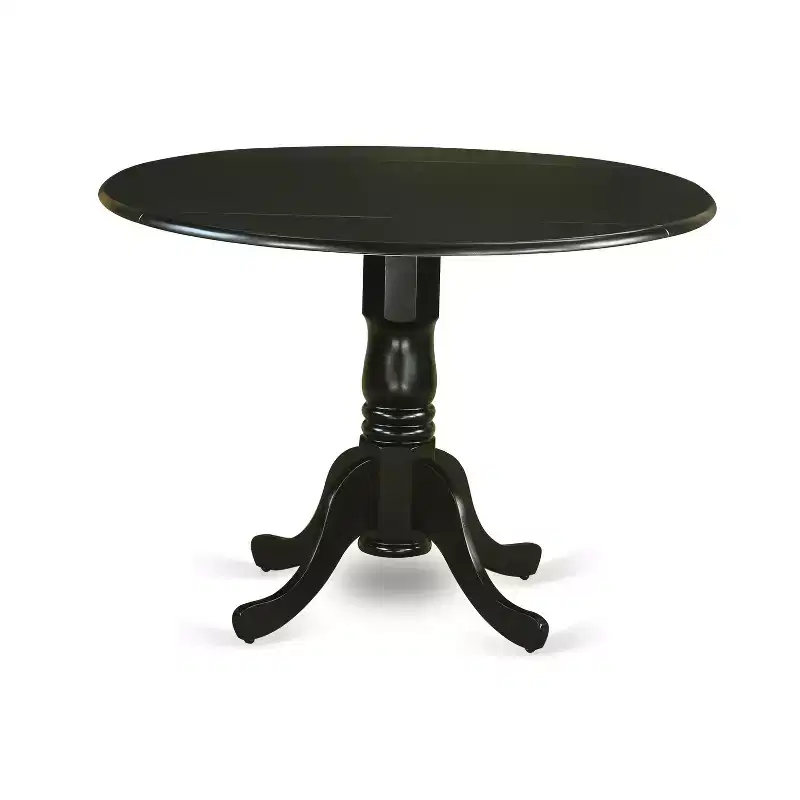 HomeStock Round Drop Leaf Dining Table Set Wooden Chairs Black