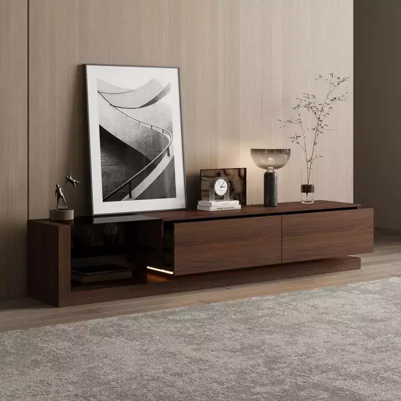 Contemporary Multifunctional TV Stand Entertainment Center Media Console with Adjustable LED Lighting Storage Drawers and Display Shelves