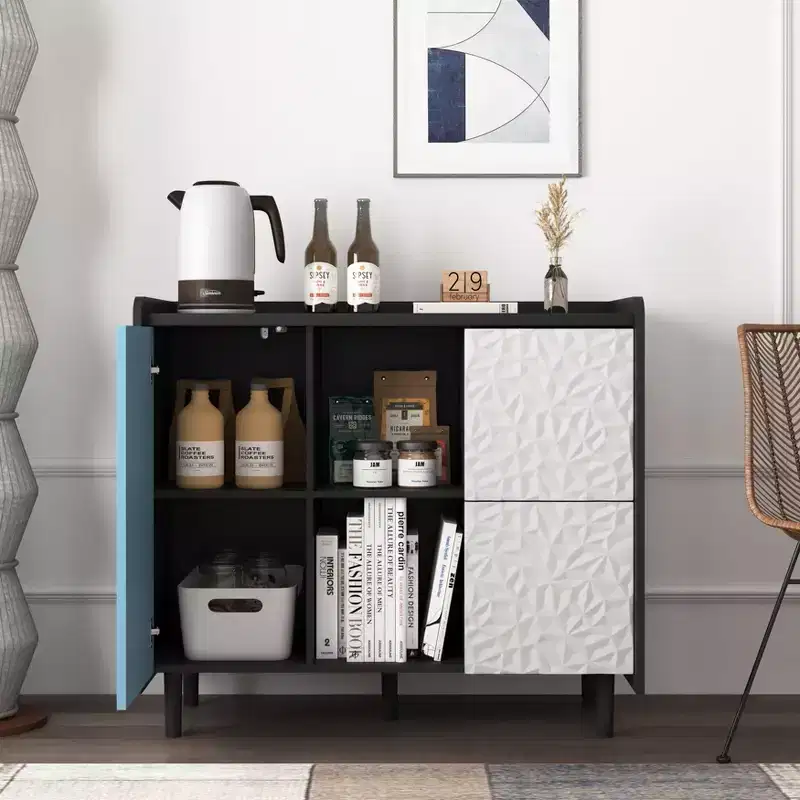 Modern Sideboard Buffet Cabinet with 1 Door and 2 Drawers for Living Room, Entryway and Office