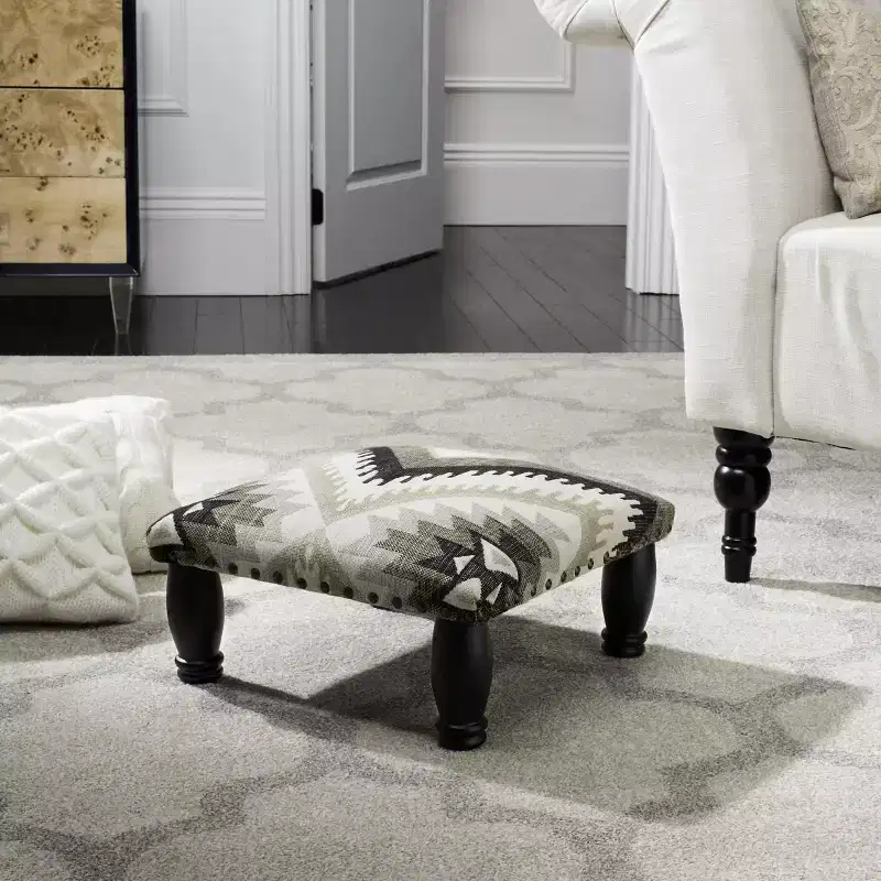 Footstool - MCR4597 - Ikat/Black